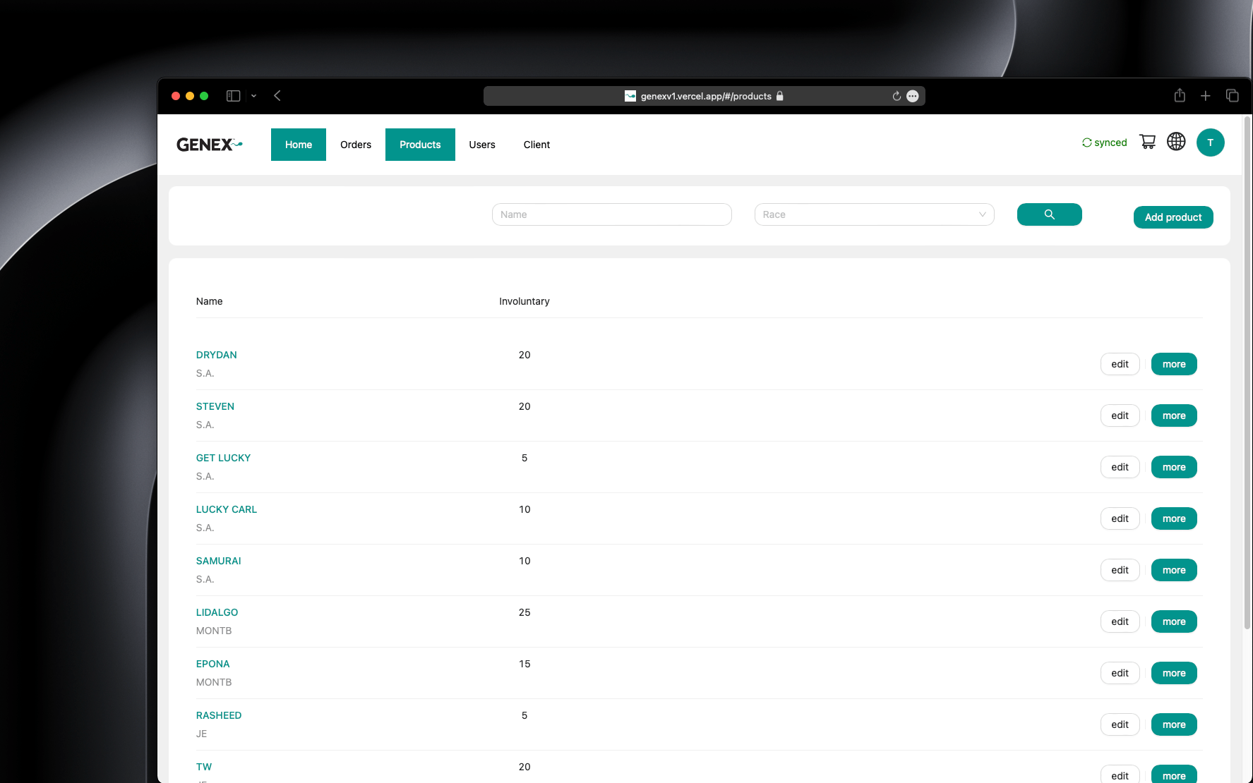 Portfolio Image of project Genex Ordering App